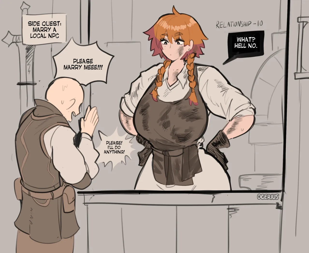 Side Quest In An RPG: Marry The Local NPC Blacksmith page 1 full