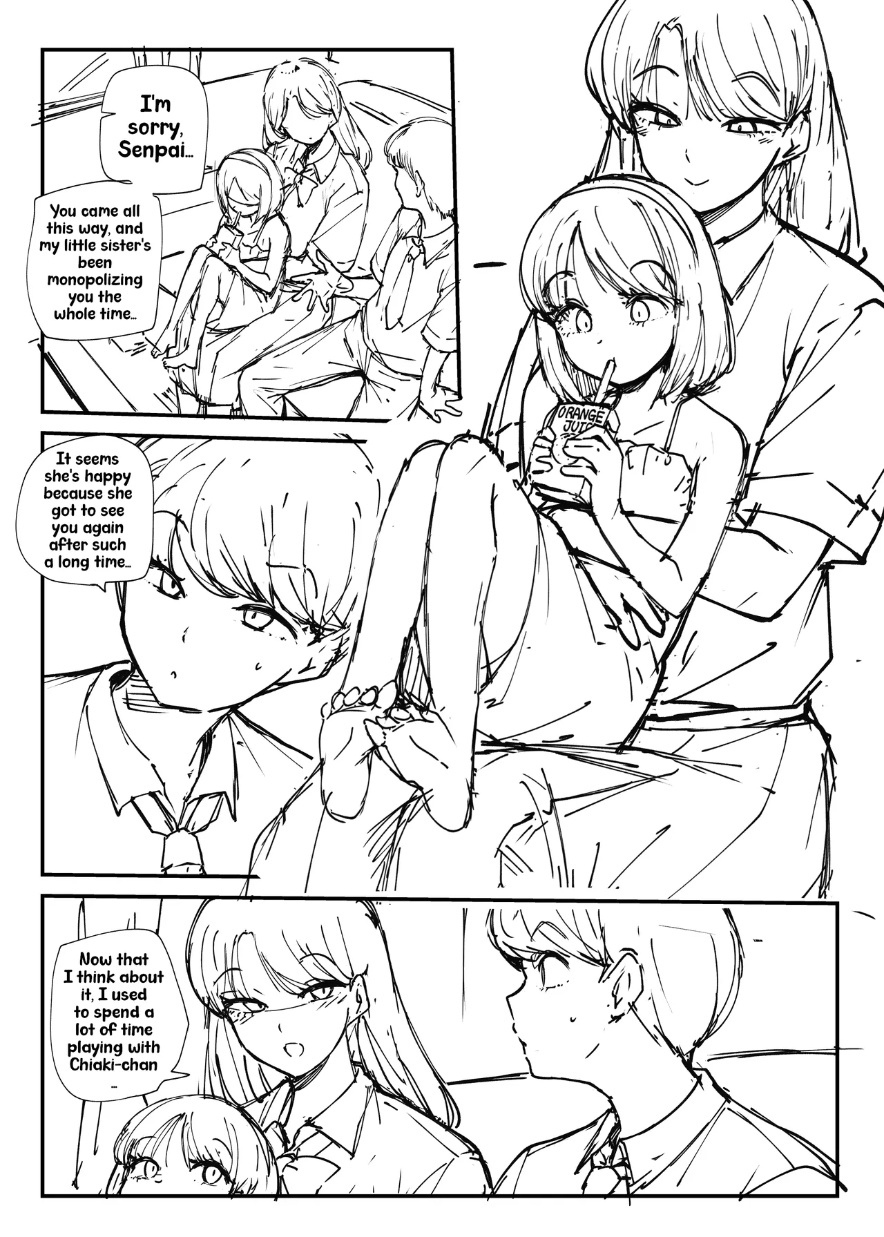 Senpai no Himitsu | Senpai's Secret  |RAW SKETCH page 1 full