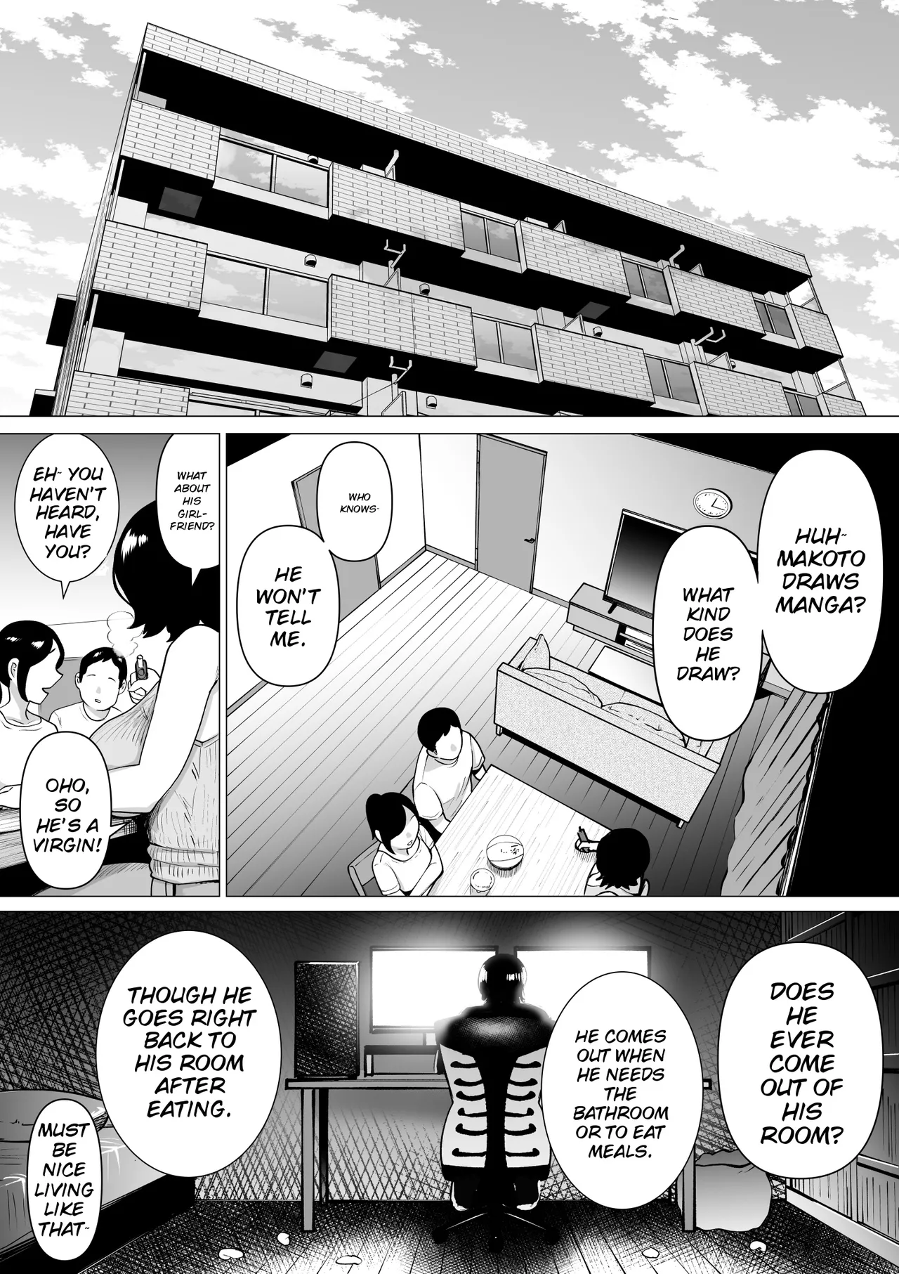 Hikikomori de Ero Manga Kaiteru Doutei Oikko to Oba-san ga Icha Love SEX suru Hanashi page 4 full