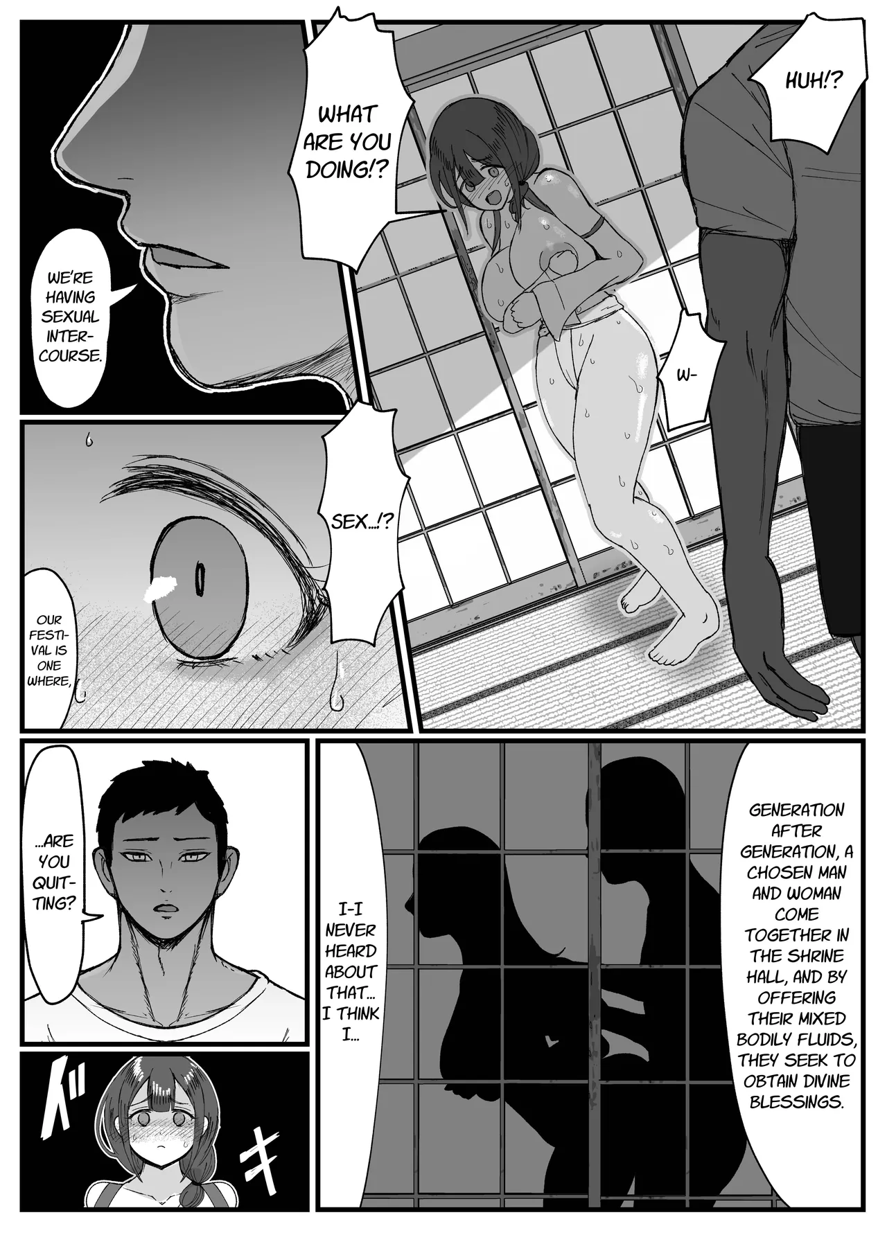 Nagasareyasui Hitozuma  ga Inshuu Mura de Miko ni Matsuriagerare Chinpo Ochi Suru Hanashi 1 | A Married Woman  Is Chosen as a Sacred Maiden in a Remote Village Part 1 page 9 full