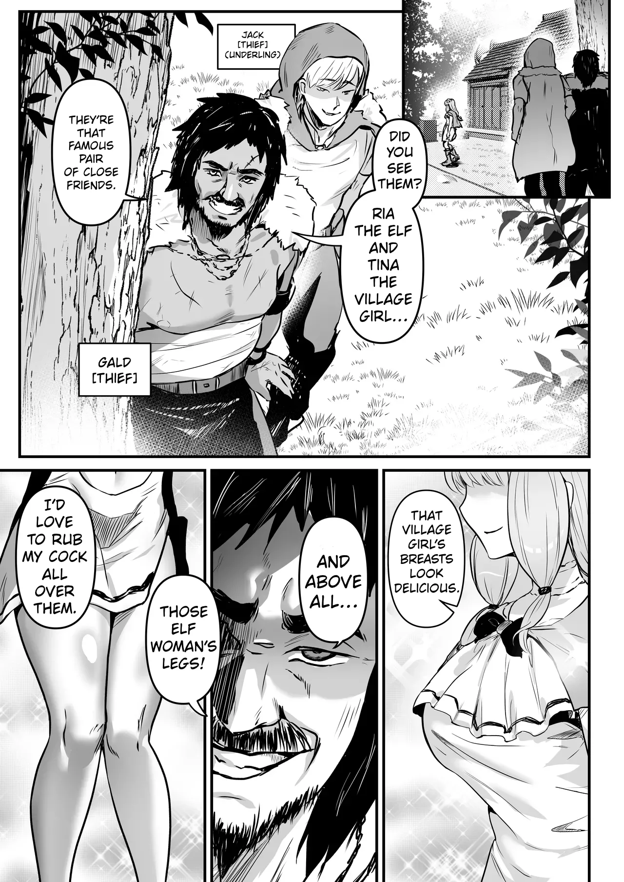 A story about a pair of thieves who swap bodies with a beautiful elf and a village girl and take over their lives. page 4 full