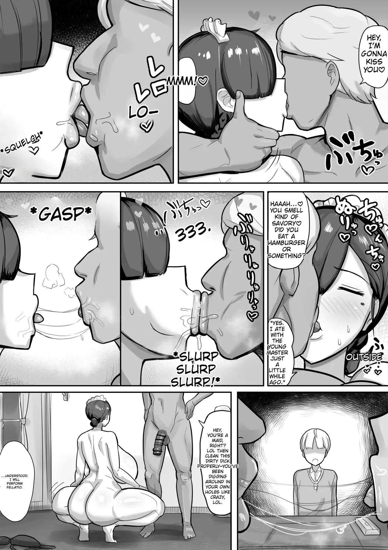 A maid forced to watch—as punishment—her mischievous master having lewd sex with an AV actor. page 10 full