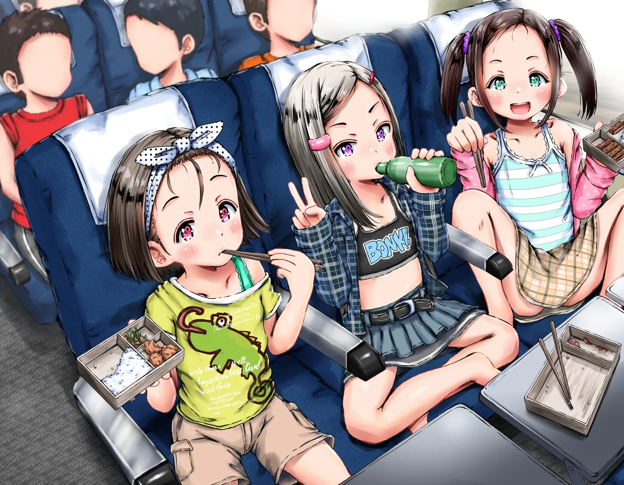 こちらは電車の中でお昼ご飯食べながら露出プレイ♬昨日の観覧車娘といい今どきの女子達は… page 1 full