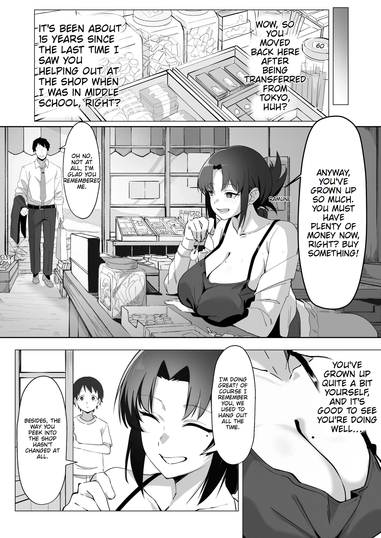 Reuniting after 15 years, the unmarried older sister who runs the penny candy shop is a total knockout. page 7 full